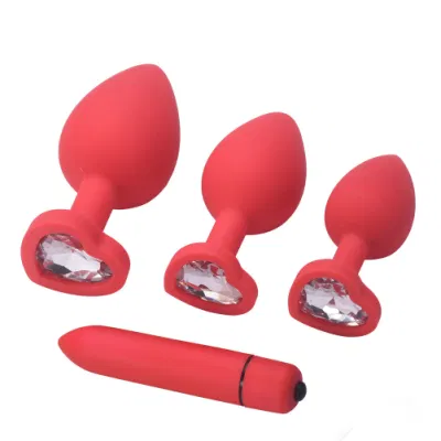Silicone Anal Plug Set Masturbadores Jeweled Butt Plug Vagina Anal Adult, Anal Butt Plug Set Ass Sex Toys with Bullet Vibrator